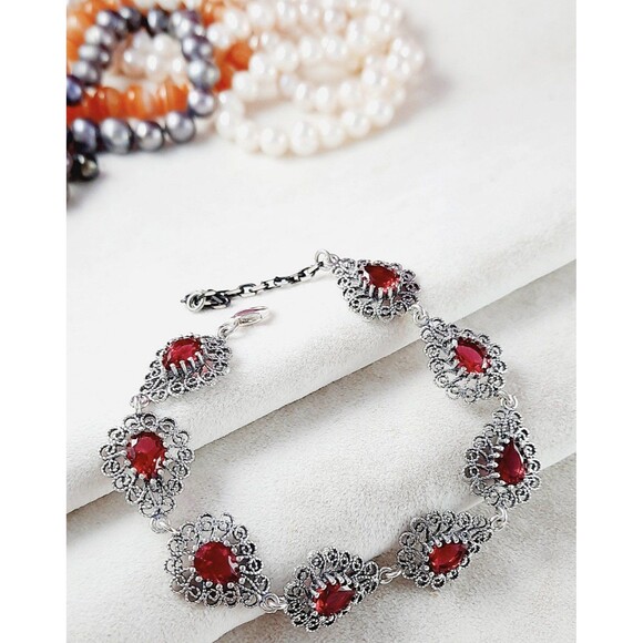 925 Sterling Silver Turkish Filigree Wedding Jewelry Set for Women, HandmadeGift - Picture 3 of 9